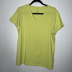 Chico’s Zenergy Women’s Cotton Stretch T Shirt Neon Yellow Size 3 XL